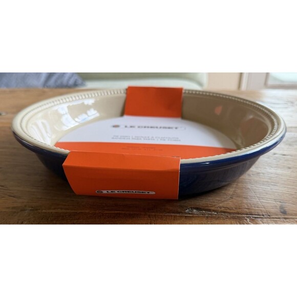 Le Creuset Stoneware Large 26 cm 10.25 in 2.25 qt 2.1 L Pie Dish Cobalt Blue NEW